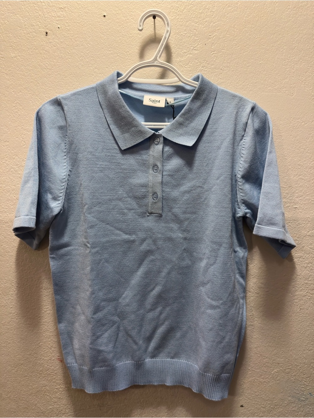 Saint Tropez West Light Blue Polo-Style Knit Top